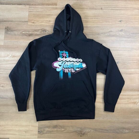 Jackpot NYE Festival Las Vegas 2022 Black Hoodie Size Large RVLTN EDM Neon Rave - Picture 1 of 5